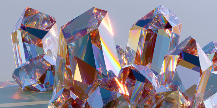 Abstract 3D Geometric Shapes with Rainbow Reflections