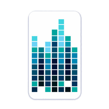 Blue Teal Audio Level Meter Square Tile Bars