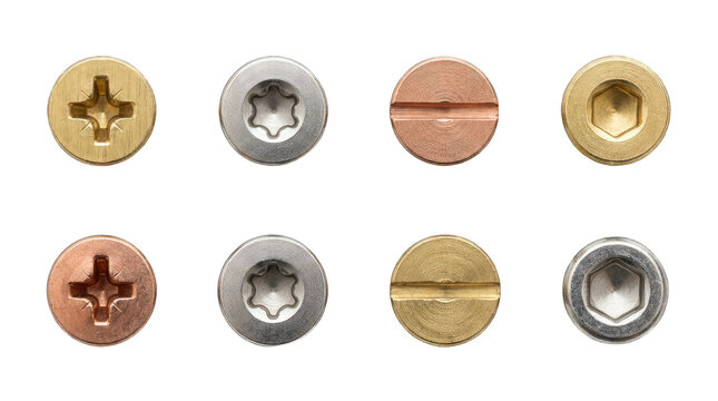 Screw heads isolated on transparent background
