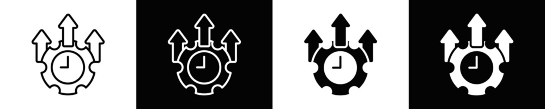 Productive icon set White And Black Background Style