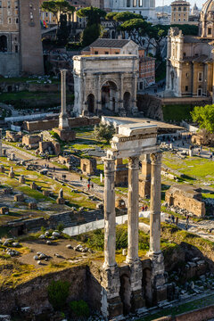The Roman Forum with the Temple of Castor and Pollux, Rome, Italy