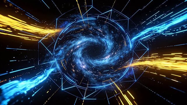 Abstract space vortex with glowing lines
