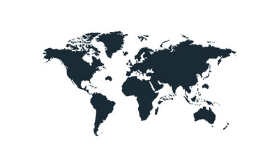 World map silhouette on white background for global travel and business concepts. © Mohammad