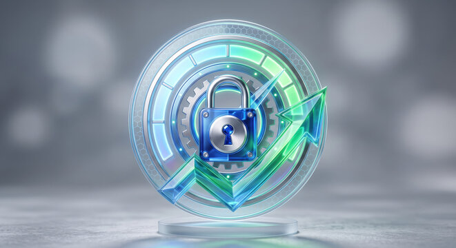 Futuristic score dial blends FICO, alt‑data, ML; explainable AI shows factors, risk bands, pricing, fair lending compliance.