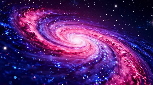 Colorful spiral galaxy in space
