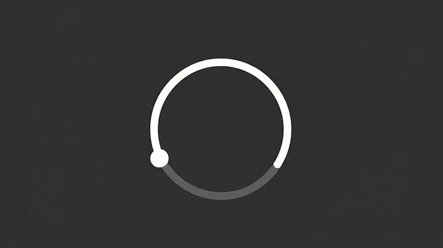 A minimalist white circular loading animation icon on a dark gray background