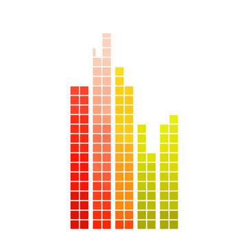 Colorful Audio Level Meter Square Grid Bars