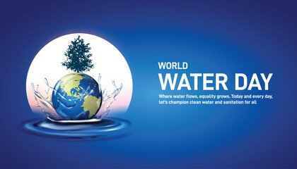 World Water Day concept poster, banner, social media post, postcard, background, backdrop, template, greeting card, web banner, cover design vector illustration © MstMouluda