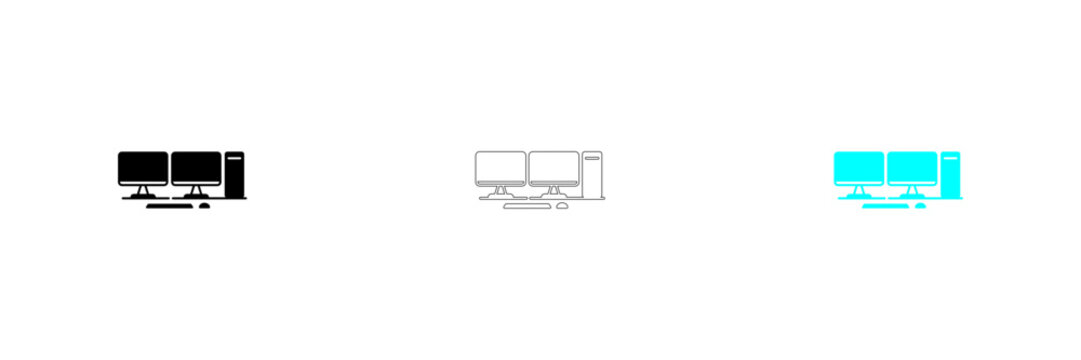 Modern flat pack computer desk setup illustration isolated on transparent background, Vector