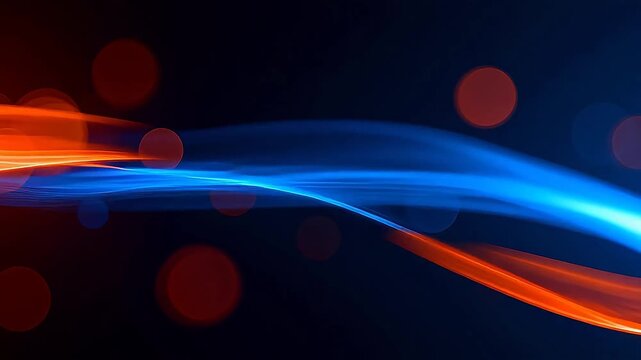 Abstract flowing lines of orange and blue
