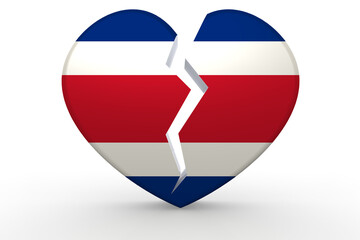 Fototapeta premium Broken white heart shape with Costa Rica flag