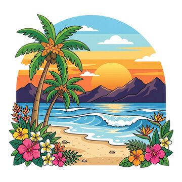 Scenic Tropical Coastline at Dusk