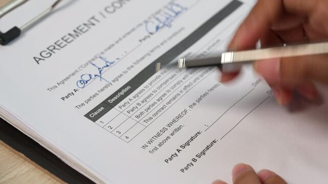 Signing Business Agreement Contract Close Up for Legal and Corporate Partnership