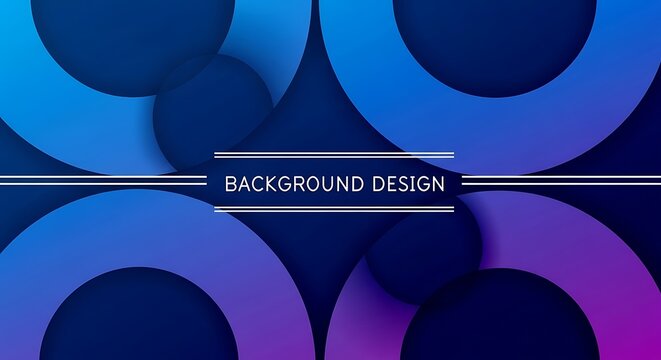 Abstract design with overlapping gradient circles, dark background, text, and silver lines