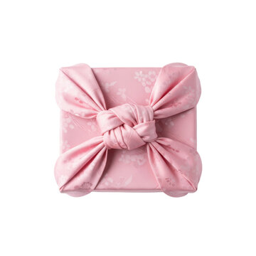 Pink Fabric Wrapped Gift with Floral Pattern