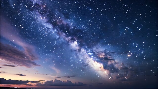 Stunning Night Sky Showing Milky Way Galaxy Over Clouds