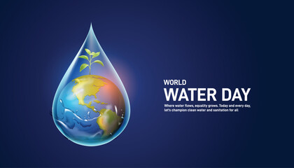 World Water Day concept poster, banner, social media post, postcard, background, backdrop, template, greeting card, web banner, cover design vector illustration © MstMouluda