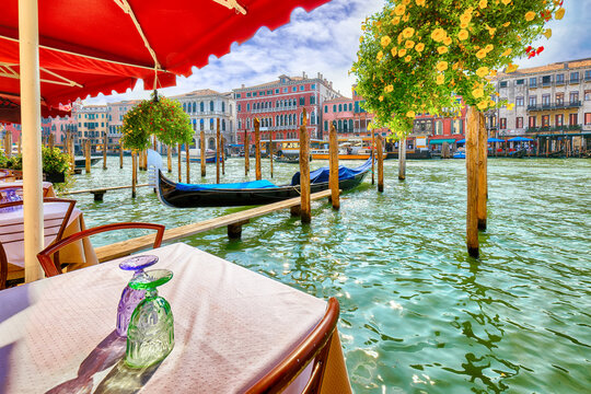 Remarkable morning cityscape of Venice with famous Canal Grande. Popular travell destination.