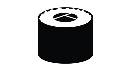 Sushi roll depiction in black and white silhouette food japanese cuisine © RmANom