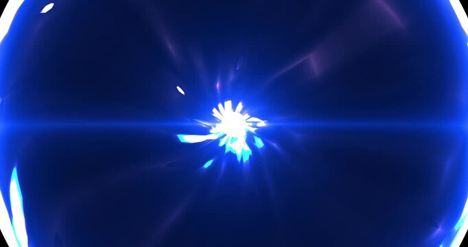 Abstract blue energy burst with glowing plasma rays and radiant light core, creating a futuristic sci-fi motion background with dynamic visual effects.