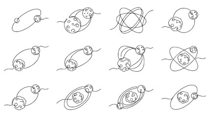 Hand-Drawn Astronomical Orbits: Planets and Moons in Space © Kejar