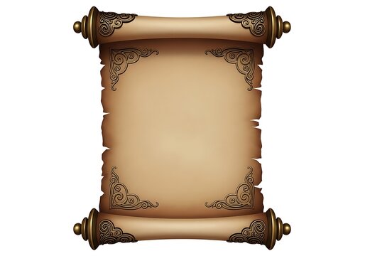 A pixelated image of a scroll with a blank center