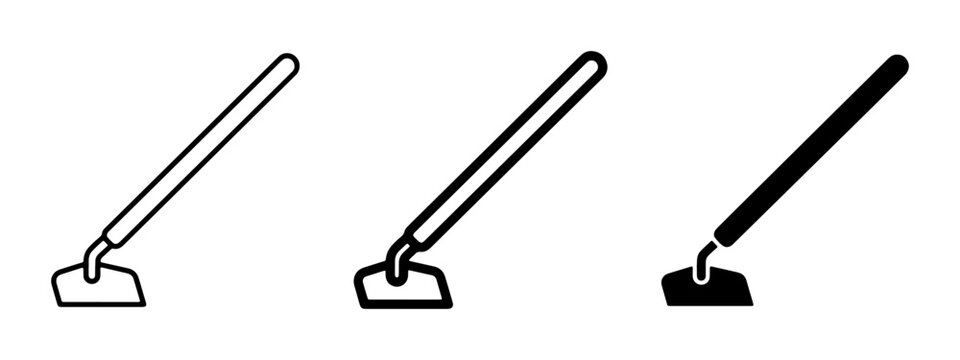 Gardening Hoe Icons, Agricultural Tool Vector Set, Farming Equipment Line Art Collection