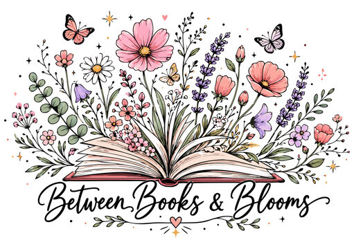 Between books and blooms book lover reader, floral reading inspiration