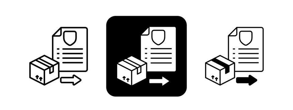 Export Control  Solid color and black line drawing vector illustration set