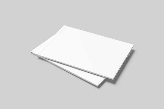 Blank A4 Landscape Magazine Mockup - 3D 