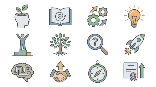 Business icons for growth and success.