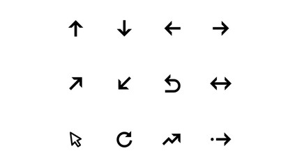 Fototapeta premium Set of minimalist arrow and cursor icons for web design and user interface Vector