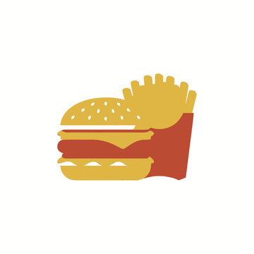Minimalist Burger and Fries Icon
