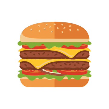 Delicious Double Cheeseburger with Sesame Seed Bun, Lettuce, Tomato, and Onion