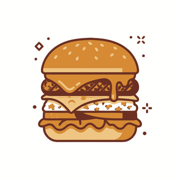 Delicious Burger Illustration with Cheese and Meat