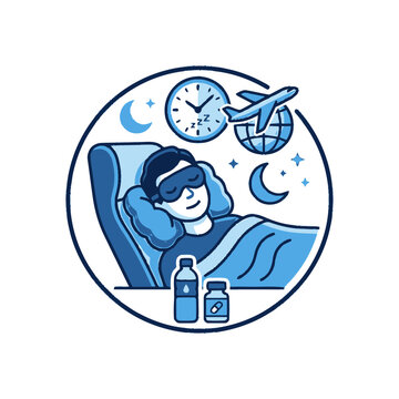 Man sleeping on airplane, travel sleep concept, jet lag, overnight flight