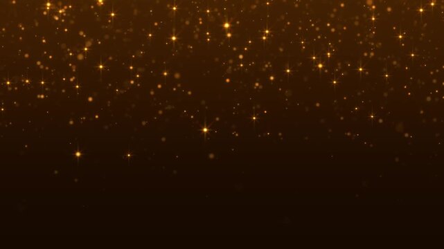 golden shiny and glittering particles slow falling animation, abstract luxury christmas and new year stream social media motion background