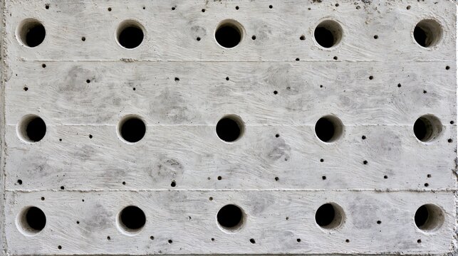 Texture of concrete wall with drilled holes