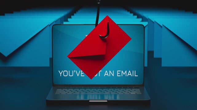 E-mail on a fishing hook, phishing concept, confidential information theft