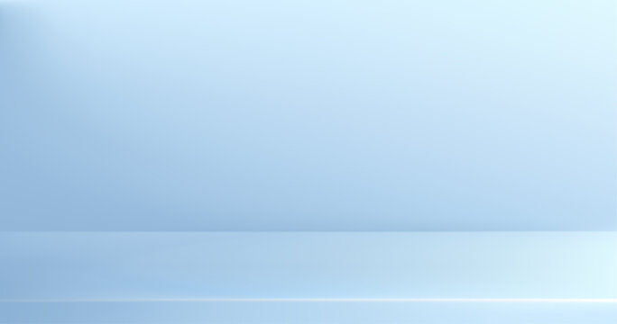 Abstract blue studio backdrop with gradient wall and floor. Clean minimal vector background ideal for product display, presentation, or elegant design mockup with soft lighting effects