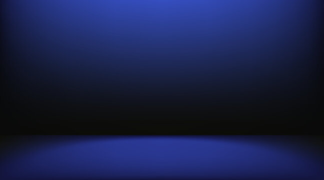 Blue bg gradient studio space features dark navy tones and soft perspective lighting. Vector background perfect for 3D product showcases and futuristic backdrop designs