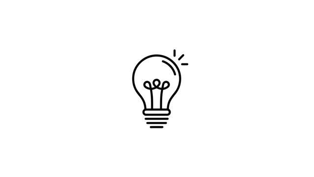 Minimalist lightbulb icon with glowing filament and spark effect Vector