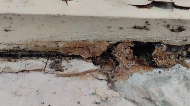 damaged and decayed wood caused by termite infestation