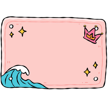 Colorful Hand Drawn Hawaiian License Plate Template Collection with Tropical Surf Summer Design