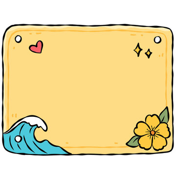 Colorful Hand Drawn Hawaiian License Plate Template Collection with Tropical Surf Summer Design