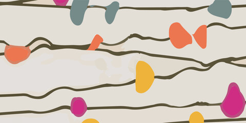 Abstract Wavy Lines with Colorful Organic Shapes Pattern. © MohSholeh