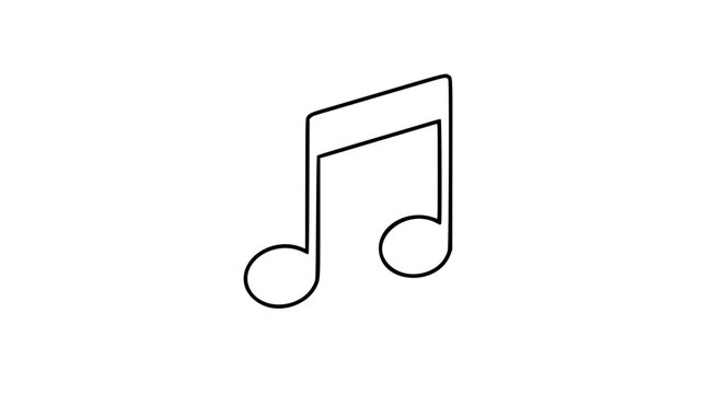 Bold hand-drawn double music note vector icon illustration with clean outline, connected stems and rounded note heads for songs, playlists, lessons, concerts, audio branding and melodic design themes