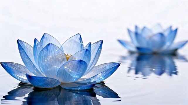 Blue lotus flowers on water
