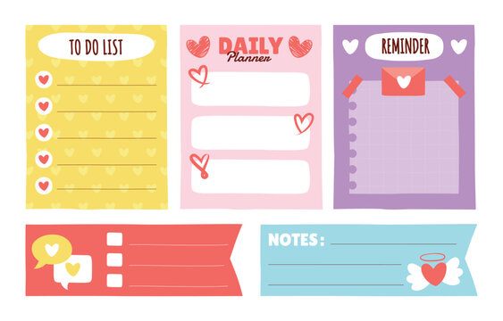 Colorful flat design planner stickers set