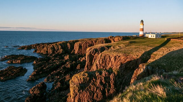 Coastal Lighthouse on Cliff Edge